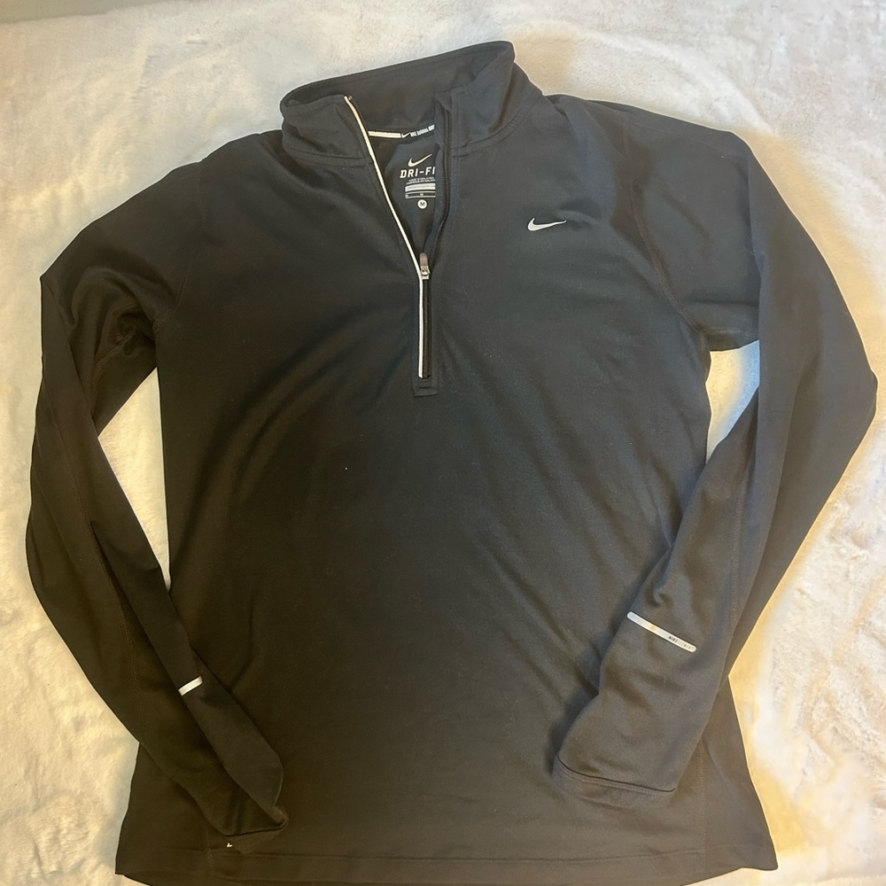 Nike Dri Fit Quarter Zip Pullover Black Athletic Running Top Womens - Picture 5 of 14
